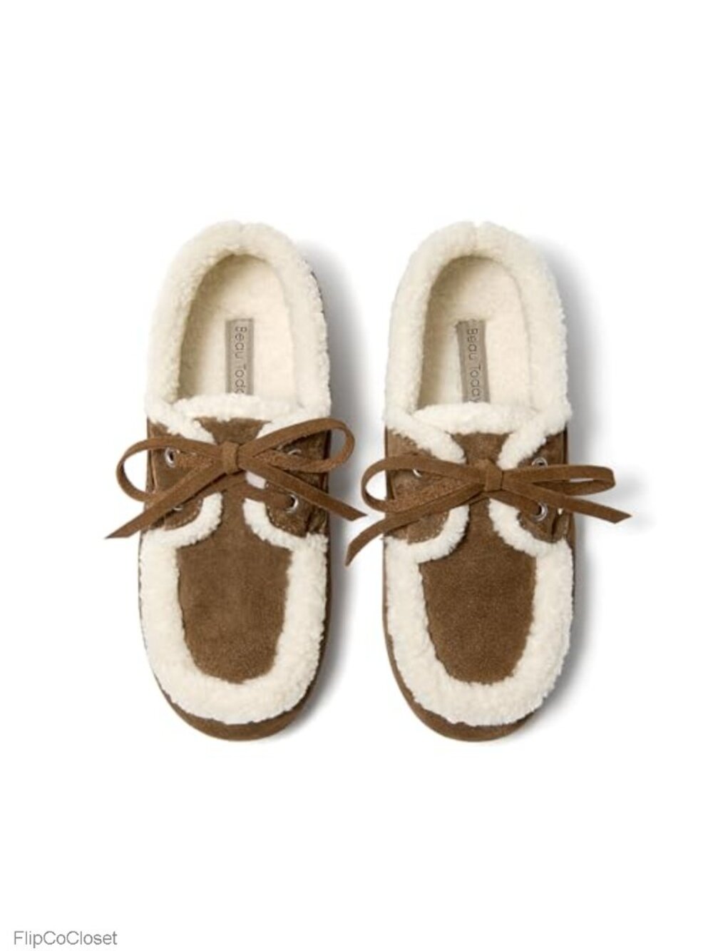 Fur Suede Loafers Flat Lace-Up Mocc